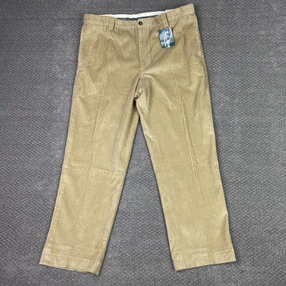 LL Bean Country Corduroy Pants Men's 40 x 32 Khaki Pleated Comfort Waist - Picture 1 of 16